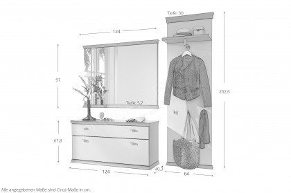 Korsika-Dielen von Musterring - Garderobenset Lack cashmir/ Kirschbaum