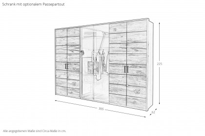 Como von Schösswender - Schrank Kupfereiche Furnier mit 2 Glastüren