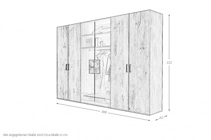 Como von Schösswender - Kleiderschrank Eiche senkrecht furniert - Glas