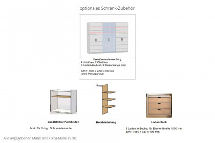 Como von Schösswender - Kleiderschrank Eiche senkrecht furniert - Glas
