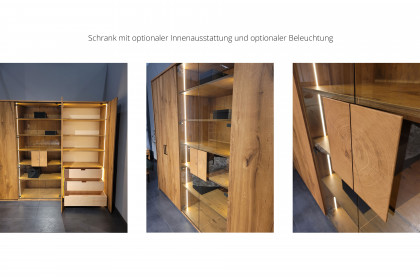 Como von Schösswender - Kleiderschrank Eiche senkrecht furniert - Glas