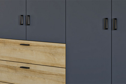 Longline von JUTZLER - Kleiderschrank 6-türig anthrazit - 3 Schubfächer Eiche