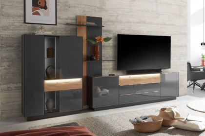 Nova von Mäusbacher - Wohnwand Glas anthrazit