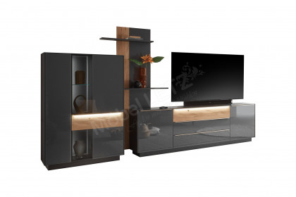 Nova von Mäusbacher - Wohnwand Glas anthrazit