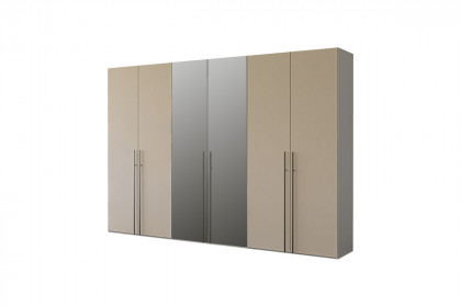 Longline von JUTZLER - 6-türiger Schrank kaschmir mit Spiegel & Edelstahlgriffen