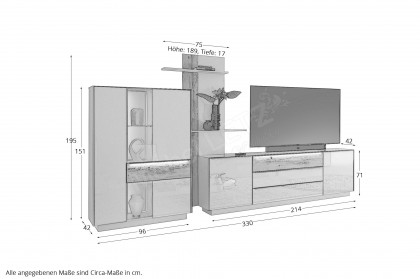 Nova von Mäusbacher - Wohnwand Glas kaschmir
