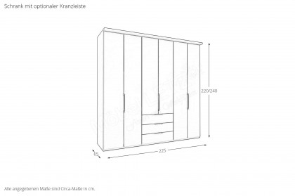 Monaco 1000 von Wiemann - Drehtürenschrank grau ca. 225 cm breit