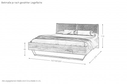 Como von Schösswender - Bett 160x200 cm Kupfereiche bronze
