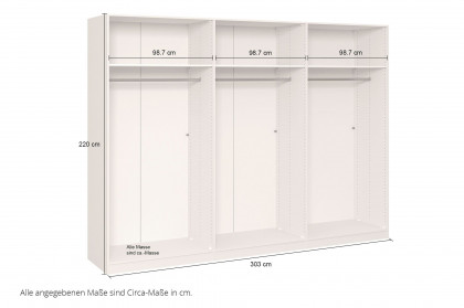 Top Slideline von JUTZLER - Schrank ca. 236 cm hoch Glas bianco matt - Spiegel