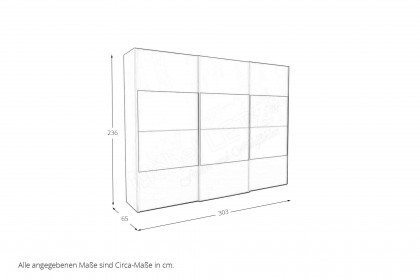 Top Slideline von JUTZLER - Schrank ca. 236 cm hoch Glas bianco matt - Spiegel