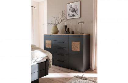 Multiline von SCHÖNER WOHNEN - Superkombi-Kommode Lack basalt - Wildeiche-Furnier
