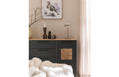 Multiline von SCHÖNER WOHNEN - Superkombi-Kommode Lack basalt - Wildeiche-Furnier