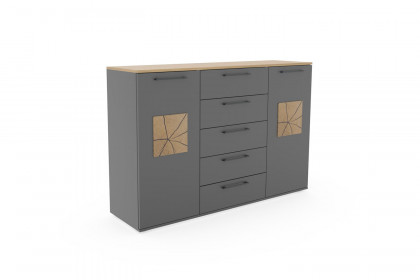 Multiline von SCHÖNER WOHNEN - Superkombi-Kommode Lack basalt - Wildeiche-Furnier