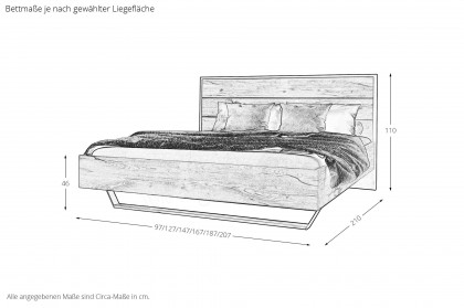 Como von Schösswender - Bett mit Holzkopfteil und Bügelwange Kupfereiche