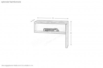 Como von Schösswender - Bett mit Holzkopfteil und Bügelwange Kupfereiche