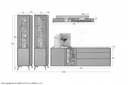 Como von Mäusbacher - Wohnwand in Antrazit/ Asteiche