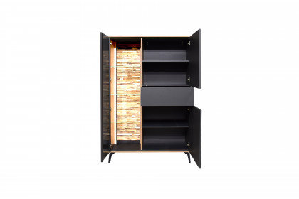 Como von Mäusbacher - Highboard in Anthrazit/ Asteiche mit Metallfüßen