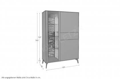 Como von Mäusbacher - Highboard in Anthrazit/ Asteiche mit Metallfüßen