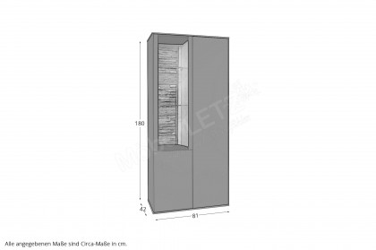 Como von Mäusbacher - Vitrine in Anthrazit/ Asteiche mit Metallfüßen