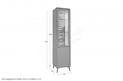 Como von Mäusbacher - Vitrine anthrazit/ Asteiche mit Metallfüßen