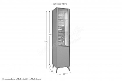 Como von Mäusbacher - Vitrine anthrazit/ Asteiche mit Metallfüßen