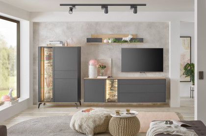 Como von Mäusbacher - Wohnwand anthrazit/ Asteiche