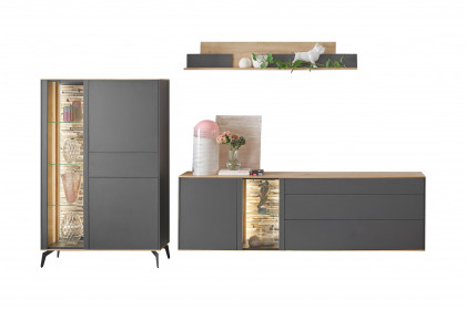 Como von Mäusbacher - Wohnwand anthrazit/ Asteiche