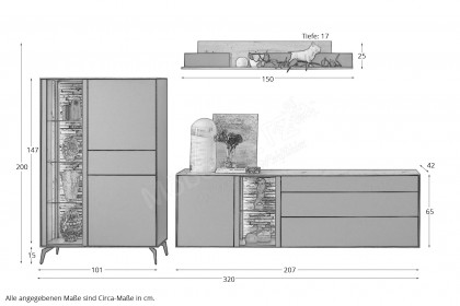 Como von Mäusbacher - Wohnwand anthrazit/ Asteiche