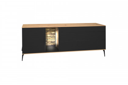 Como von Mäusbacher - Lowboard in Anthrazit/ Asteiche mit Metallfüßen