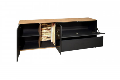 Como von Mäusbacher - Lowboard in Anthrazit/ Asteiche mit Metallfüßen