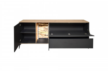 Como von Mäusbacher - Lowboard in Anthrazit/ Asteiche mit Metallfüßen