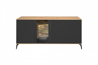 Como von Mäusbacher - Lowboard anthrazit/ Asteiche mit Metallfüßen