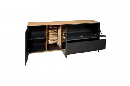 Como von Mäusbacher - Lowboard anthrazit/ Asteiche mit Metallfüßen