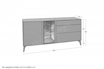 Como von Mäusbacher - Lowboard anthrazit/ Asteiche mit Metallfüßen