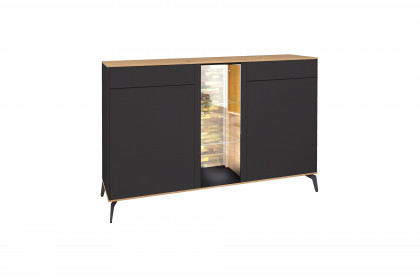 Como von Mäusbacher - Sideboard anthrazit/ Asteiche mit Metallfüßen