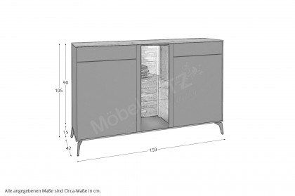 Como von Mäusbacher - Sideboard anthrazit/ Asteiche mit Metallfüßen