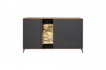 Como von Mäusbacher - Sideboard in Anthrazit/ Asteiche mit Metallfüßen