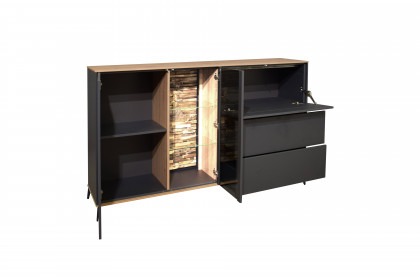 Como von Mäusbacher - Sideboard in Anthrazit/ Asteiche mit Metallfüßen