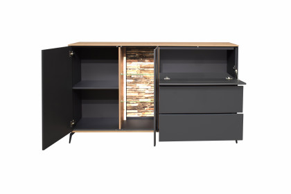 Como von Mäusbacher - Sideboard in Anthrazit/ Asteiche mit Metallfüßen