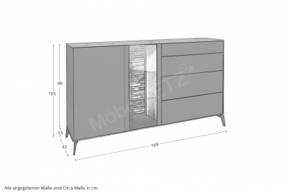 Como von Mäusbacher - Sideboard in Anthrazit/ Asteiche mit Metallfüßen