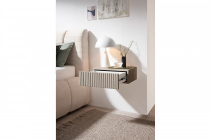 Taboni von POL Power - Nachttisch Wandmontage kaschmir mit Riffelfront