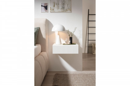 Taboni von POL Power - Nachtkonsole weiß wandhängend mit Rillenfront