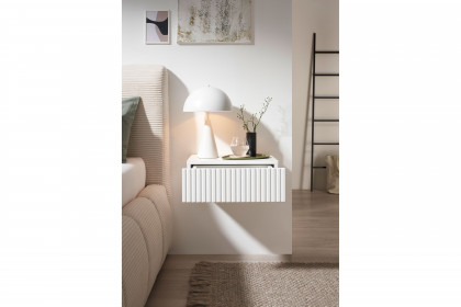 Taboni von POL Power - Nachtkonsole weiß wandhängend mit Rillenfront