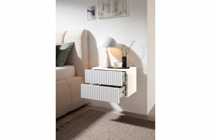 Taboni von POL Power - Wandnachttisch weiß mit 2 Schubkästen mit Rillen