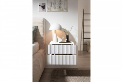 Taboni von POL Power - Wandnachttisch weiß mit 2 Schubkästen mit Rillen