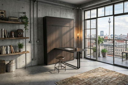 loop von Rudolf - Schrankklappbett mit geringer Tiefe Nussbaum - vulkangrau