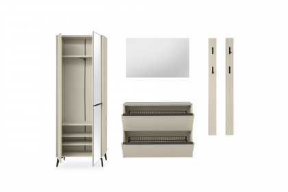 Reno-Foyer von set one by Musterring - Garderobe Glas kaschmir/ graphit schwarz