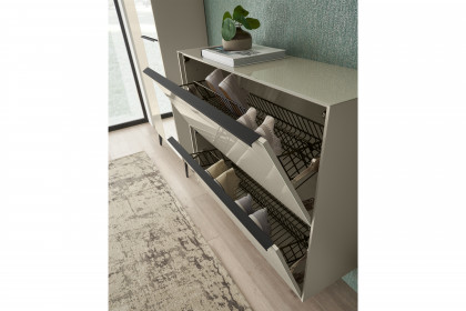 Reno-Foyer von set one by Musterring - Garderobe Glas kaschmir/ graphit schwarz