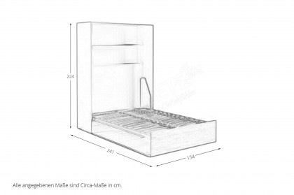 loop von Rudolf - Raumsparbett hoch mit Bettkasten & Ablage weiß - Esche