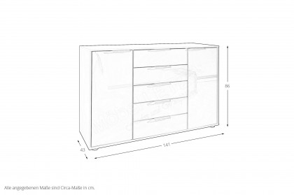 Parma von Wiemann - Kommode kieselgrau mit Glasfront